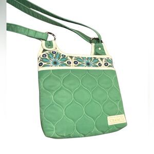 Cinda B Green Crossbody Purse Bag Adju Strap Quilted